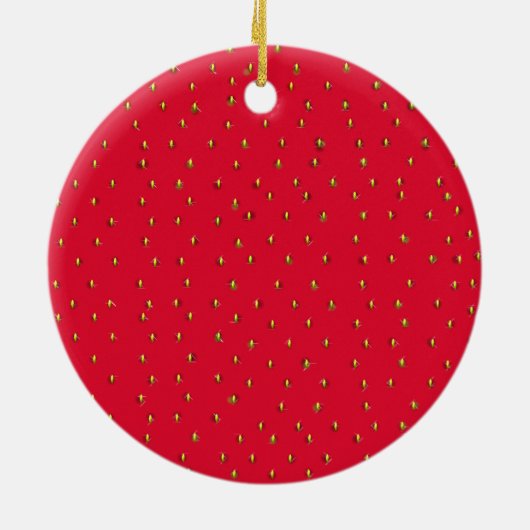 Funny aardbery background red keramisch ornament (Achterkant)