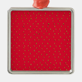 Funny aardbery background red metalen ornament