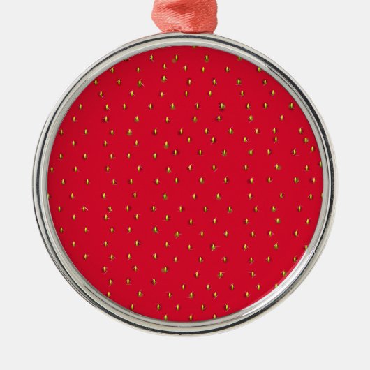 Funny aardbery background red metalen ornament (Voorkant)