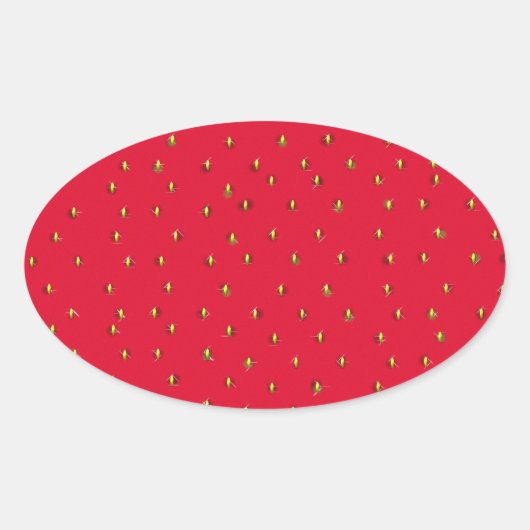 Funny aardbery background red ovale sticker (Voorkant)
