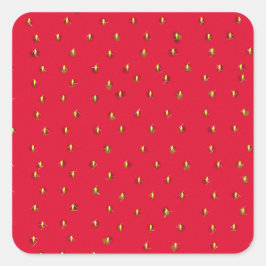 Funny aardbery background red vierkante sticker