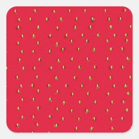 Funny aardbery background red vierkante sticker (Voorkant)