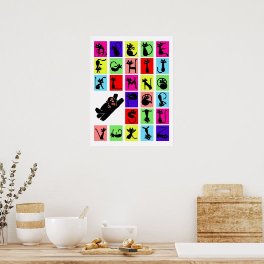 Funny ABC Black Cat Alphabet Poster (Keuken)