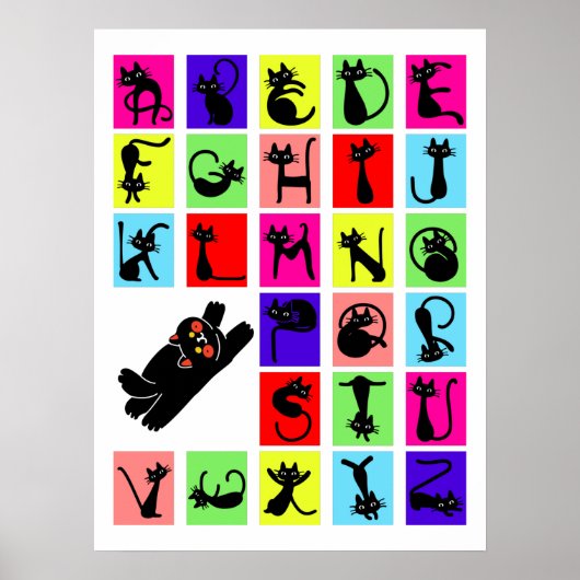 Funny ABC Black Cat Alphabet Poster (Voorkant)