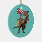 Funny Abe Lincoln met Dinosaur T Rex American Keramisch Ornament (Rechts)