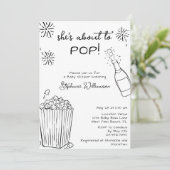 Funny About To Pop Popcorn Champagne Baby Shower Kaart (Staand voorkant)