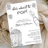 Funny About To Pop Popcorn Champagne Baby Shower Kaart