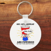 Funny Abs Exercise Fast Food Gym Workout Bodybuild Sleutelhanger (Voorkant)