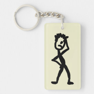 Funny Absent Stick Figuur Sleutelhanger