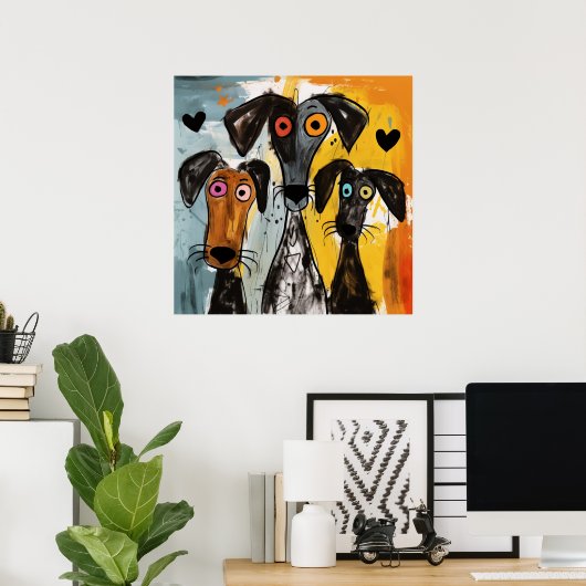 Funny Abstract Dogs Poster (Thuiskantoor)