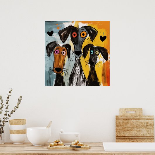Funny Abstract Dogs Poster (Keuken)