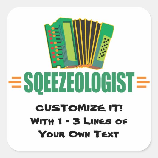 Funny Accordion Vierkante Sticker (Voorkant)