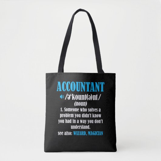 Funny Accountant Gift Idea Definition Accounting Tote Bag (Voorkant)