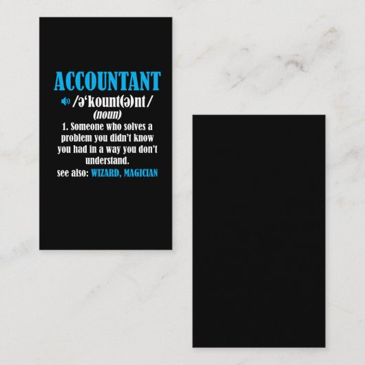 Funny Accountant Gift Idea Definition Accounting Visitekaartje (Voorkant / Achterkant)