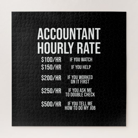 Funny Accountant Hourly Rate Accounting CPA Humor Legpuzzel (Verticaal)