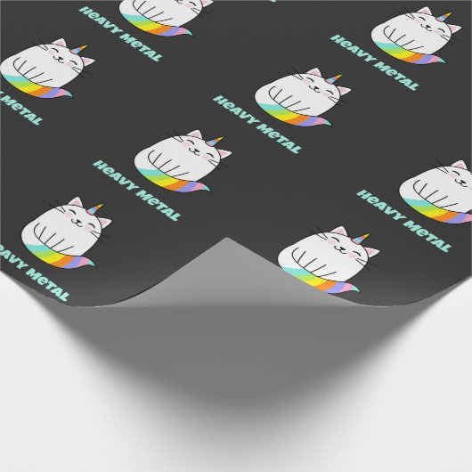 Funny-achtige eenhoorn-regenboogkat cadeaupapier (Hoek)