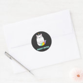 Funny-achtige eenhoorn-regenboogkat ronde sticker (Envelop)