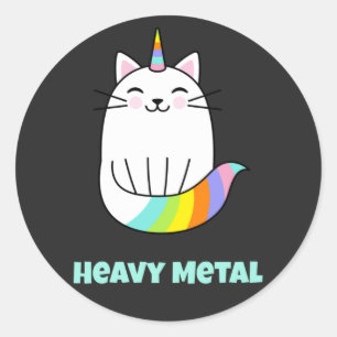 Funny-achtige eenhoorn-regenboogkat ronde sticker
