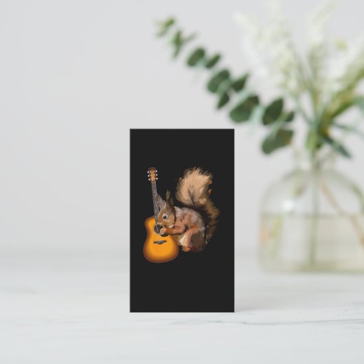 Funny Acoustic Guitar playing Squirrel Visitekaartje (Staand voorkant)