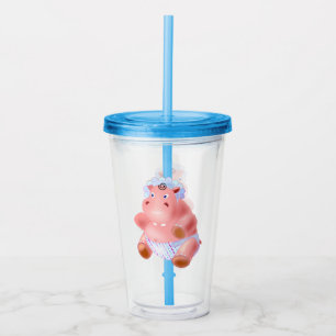 Funny Acrylic Tumbler met Baby Hippo Acryl Drinkbeker