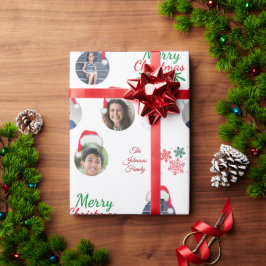 Funny Add Family Member 4 Foto's Collage Santa Hat Cadeaupapier