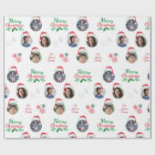 Funny Add Family Member 4 Foto's Collage Santa Hat Cadeaupapier (Vlak)