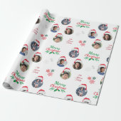 Funny Add Family Member 4 Foto's Collage Santa Hat Cadeaupapier (Uitgerold)