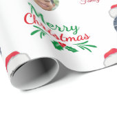 Funny Add Family Member 4 Foto's Collage Santa Hat Cadeaupapier (Rol Hoek)