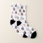 Funny Add Family Member 4 Foto's Collage Santa Hat Sokken<br><div class="desc">Viel Kerstmis met deze coole sokken,  met vier aangepaste familiefoto's en tekst. Voeg uw eigen afbeeldingen en tekst eenvoudig toe door op de optie "personaliseren" te klikken.</div>