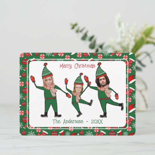 Funny add Foto van je familie, prettige kerst Feestdagenkaart (Staand voorkant)