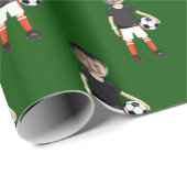 Funny Add Kids Face Photo Soccer Player Green Cadeaupapier (Rol Hoek)