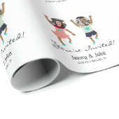 Funny Add Photo Gepersonaliseerd Bride & Groom Wed Cadeaupapier (Rol Hoek)