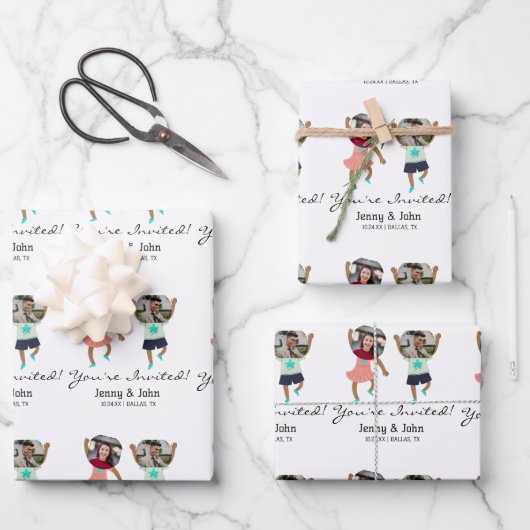 Funny Add Photo Gepersonaliseerd Bride & Groom Wed Inpakpapier Vel (Voorkant)