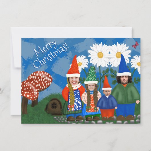 Funny Add Photo Gnome Family Merry Kerstry Feestdagenkaart (Voorkant)