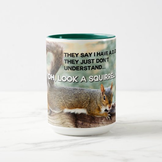 Funny ADD Squirrel Quote Foto Mok (Midden)