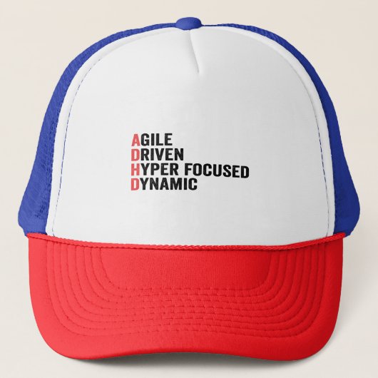 Funny Adhd Agile Driven Hyper Focused Dynamic Gift Trucker Pet (Voorkant)