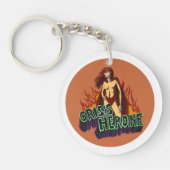 Funny ADHD Crisis Heroine Chaos Energy Retro Comic Sleutelhanger (Voorkant)