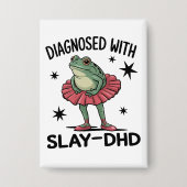 Funny ADHD Frog Neurodivergent Meme Y2K Frogcore  Button (Voorkant)