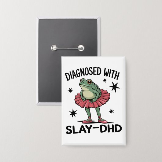 Funny ADHD Frog Neurodivergent Meme Y2K Frogcore  Button (Voorkant / Achterkant)