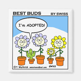 Funny Adopted Cactus and Flowers Cartoon Adoptie Magneet
