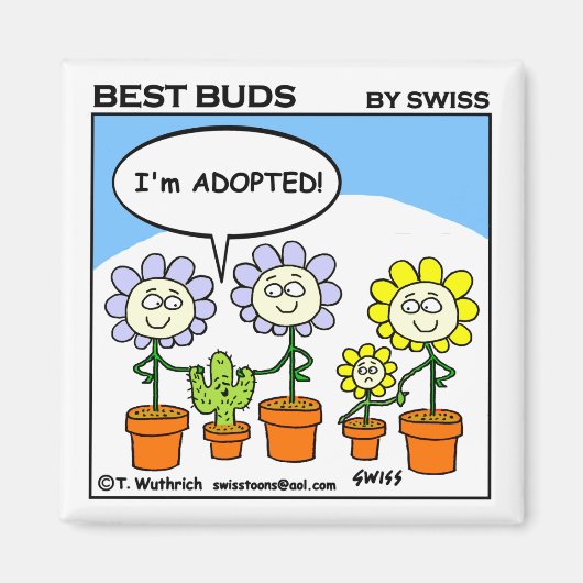 Funny Adopted Cactus and Flowers Cartoon Adoptie Magneet (Voorkant)