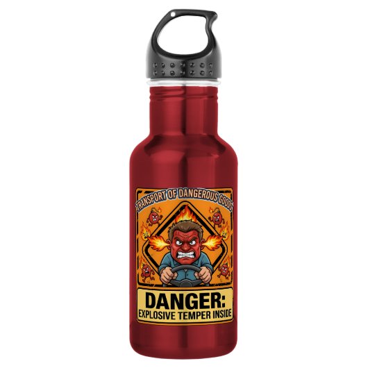 Funny ADR Trucker water bottle | Explosive Temper Waterfles (Voorkant)