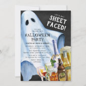 Funny Adult Ghost Sheet-face Halloween Party Kaart (Voorkant)