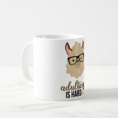 Funny Adulting is Hard Hipster Llama Koffiemok (Voorkant links)