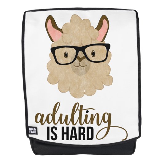 Funny Adulting is Hard Hipster Llama Rugtassen (Voorkant)