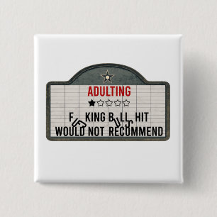Funny Adulting One Star Review Cinema Sign Vierkante Button 5,1 Cm