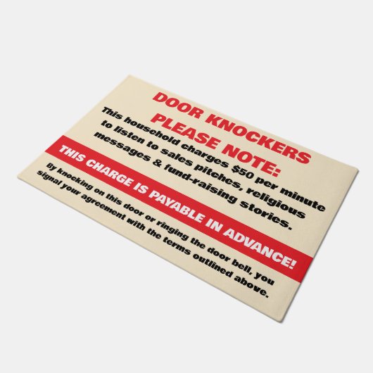 Funny Advance Fee Door Knocker Please Note Warning Deurmat (Schuin)