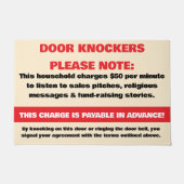 Funny Advance Fee Door Knocker Please Note Warning Deurmat (Voorkant)