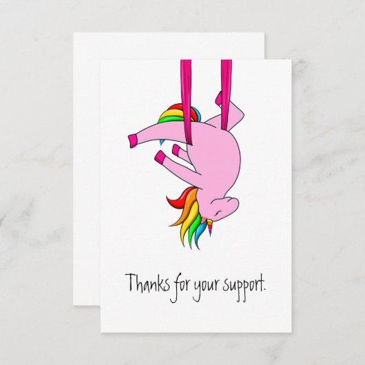 Funny Aerial Silks Unicorn Hartelijk dank Bedankkaart (Voorkant / Achterkant)