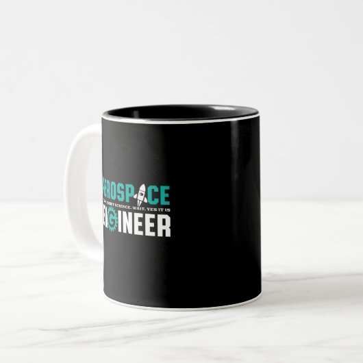 Funny Aerospace Engineering Het is Rocket Science Tweekleurige Koffiemok (Voorkant links)